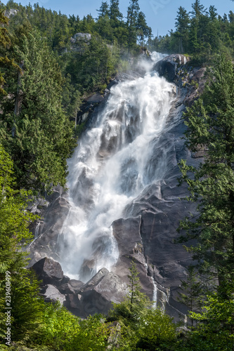 Shannon Waterfall in spring - British Columbia, Canada. It is beautiful waterfall, the third highest in Canada.