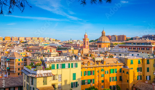 Panoramic view of Genoa in a beautiful summer day, Liguria, Italy