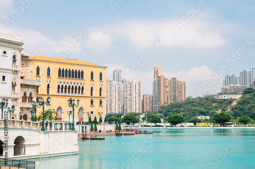 Venetian hotel and lake in Macau photo