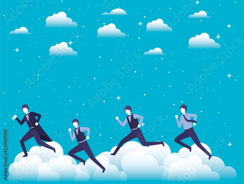businessmen competing in the sky