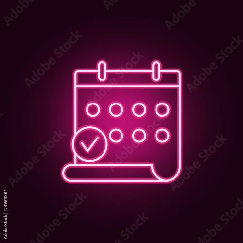 marked date in calendar icon. Elements of interview in neon style icons. Simple icon for websites, web design, mobile app, info graphics