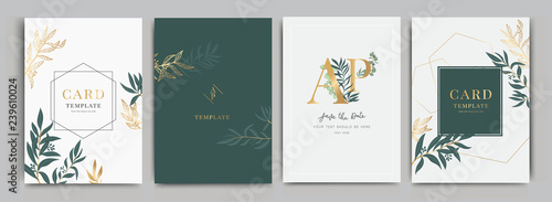 Wedding Invitation, floral invite thank you, rsvp modern card Design in Flower with leaf greenery  branches decorative Vector elegant rustic template photo