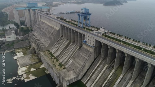 Drone shot of Danjiangkou dam in China
