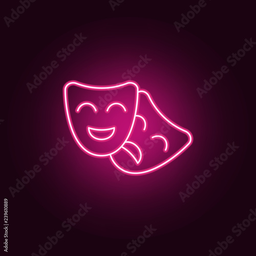 drama masks icon. Elements of Cinema in neon style icons. Simple icon for websites, web design, mobile app, info graphics