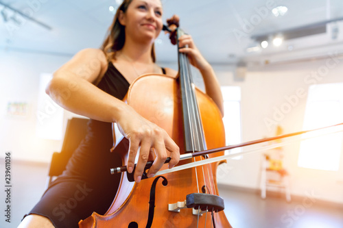 Woman playing cello