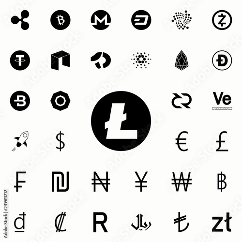 litecoin icon. Crepto currency icons universal set for web and mobile