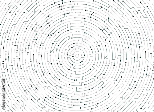 abstract futuristic black electronic pattern on white background, digital technology maze backdrop