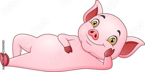 Cute Pig cartoon laying on the floor