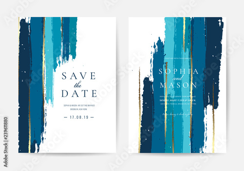Wedding invitations and Card Template Design with Painted canvas White Marble and gold foil in luxurious style  Vector Illustration.