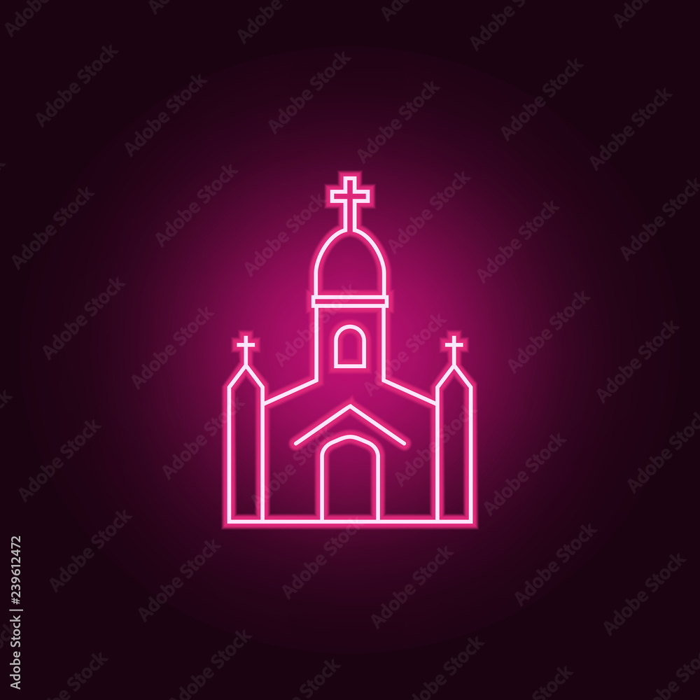 church icon. Elements of Easter in neon style icons. Simple icon for websites, web design, mobile app, info graphics