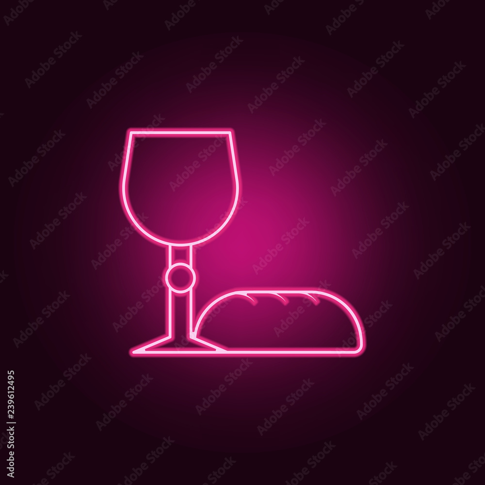 bread and grail icon. Elements of Easter in neon style icons. Simple icon for websites, web design, mobile app, info graphics bread and grail icon. Elements of Easter in neon style icons. Simple icon for websites, web design, mobile app, info graphics