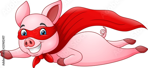 Cute superhero pig cartoon 