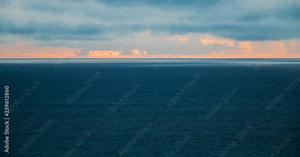 Blue ocean sunset