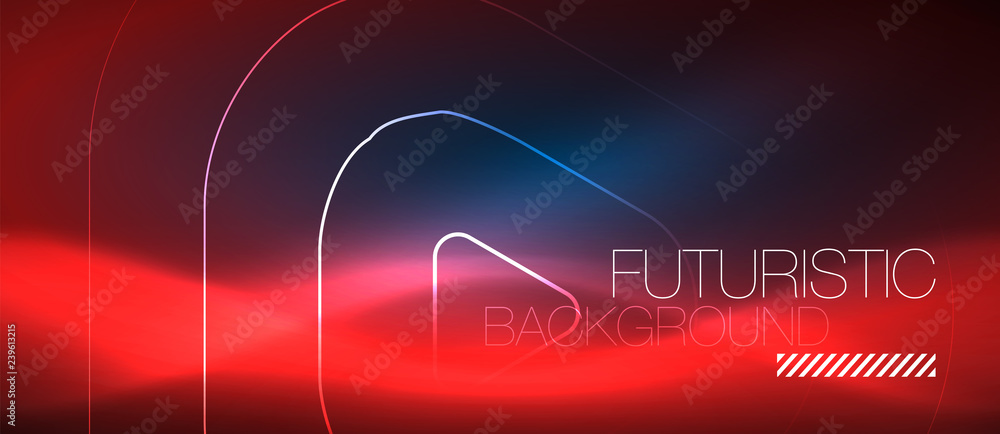 Neon glowing techno lines, hi-tech futuristic abstract background template with geometric shapes Neon glowing techno lines, hi-tech futuristic abstract background template with geometric shapes