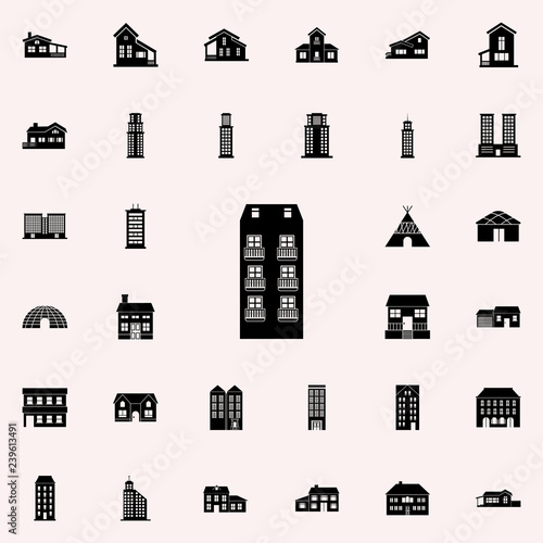 high-rise building with balconies icon. house icons universal set for web and mobile