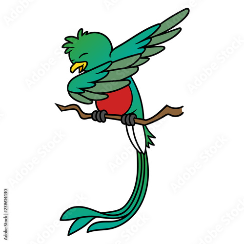 Cartoon Quetzal Bird Dabbing