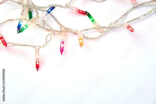 Christmas lights ornaments isolated on white background