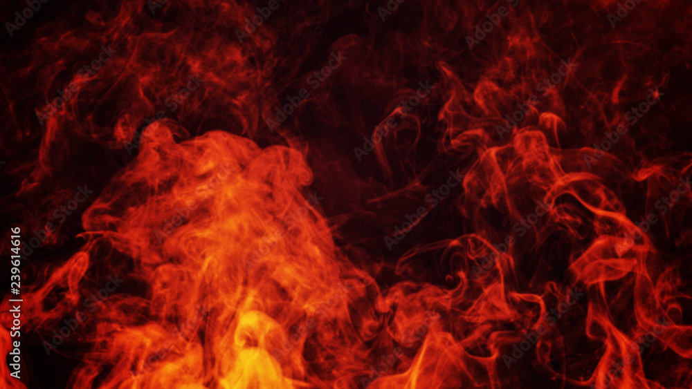 Fototapeta premium Fire smoke fog and misty effect texture overlays on black background for copyspace