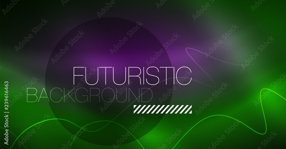 Abstract shiny glowinng color wave design element on dark background - science or technology concept Abstract shiny glowinng color wave design element on dark background - science or technology concept