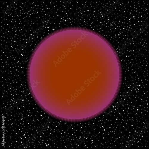 Star on cosmic background.