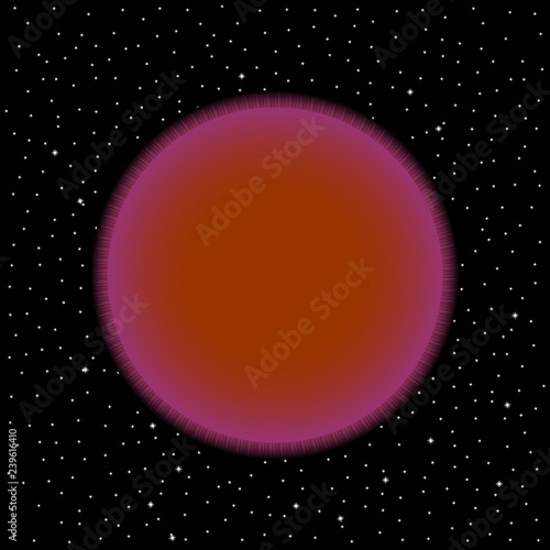 Star on cosmic background.