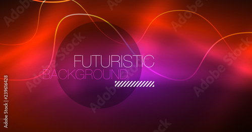 Neon lines wave background. Abstract composition
