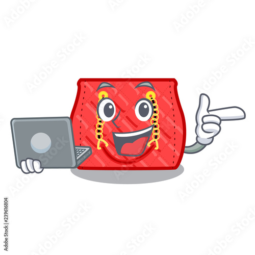 With laptop quilted bag isolated on a mascot