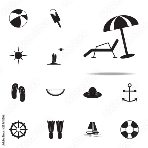 beach chaise longue and umbrella icon. summer pleasure icons universal set for web and mobile