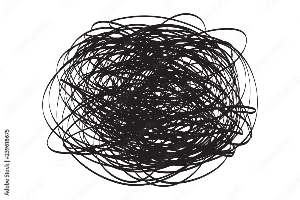 Chaos waved wallpaper. Chaotic pattern on white. Tangled texture with lines. Hand drawn dinamic scrawls. Background with lines and waves. Print for banners, posters, flyers and textiles Chaos waved wallpaper. Chaotic pattern on white. Tangled texture with lines. Hand drawn dinamic scrawls. Background with lines and waves. Print for banners, posters, flyers and textiles