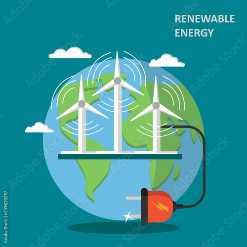 Renewable wind energy concept vector flat illustration