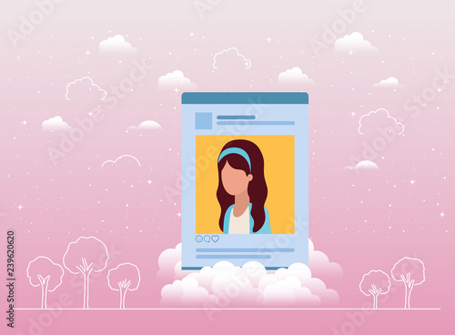 social media acount woman template photo