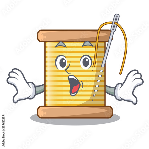 Surprised thread bobbin isolated on a mascot