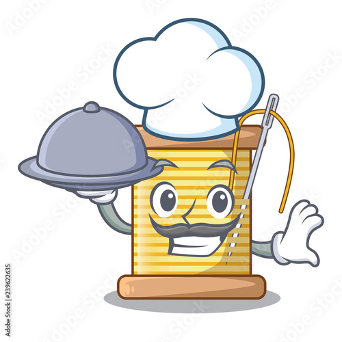 Chef with food thread bobbin isolated on a mascot