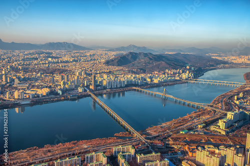 View of downtown at seoul city south Korea 