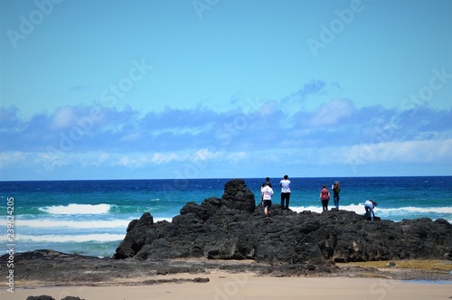 Group of tourists at ocean beach.Phillip Island.Victoria.Australia