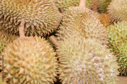 A heap of durian fruit at the farmers market