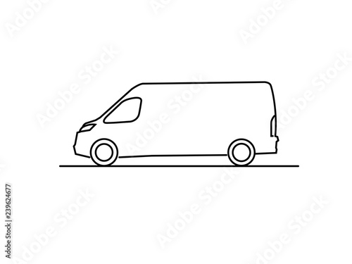 Van side view line drawing vector