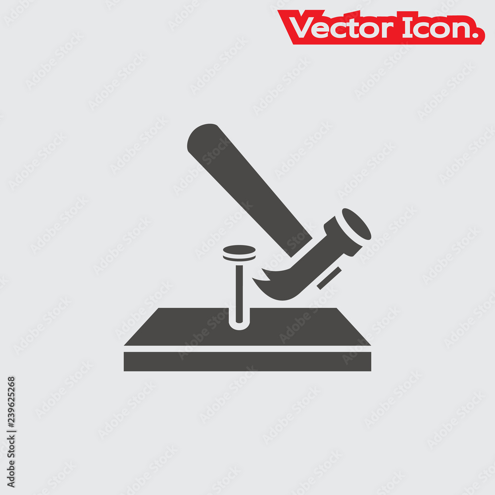 Hammer and nails icon isolated sign symbol and flat style for app, web and digital design. Vector illustration. Hammer and nails icon isolated sign symbol and flat style for app, web and digital design. Vector illustration.