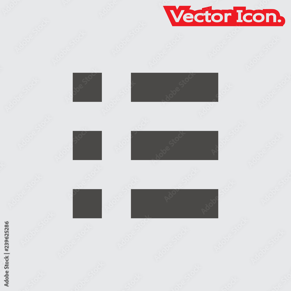 Menu icon isolated sign symbol and flat style for app, web and digital design. Vector illustration. Menu icon isolated sign symbol and flat style for app, web and digital design. Vector illustration.