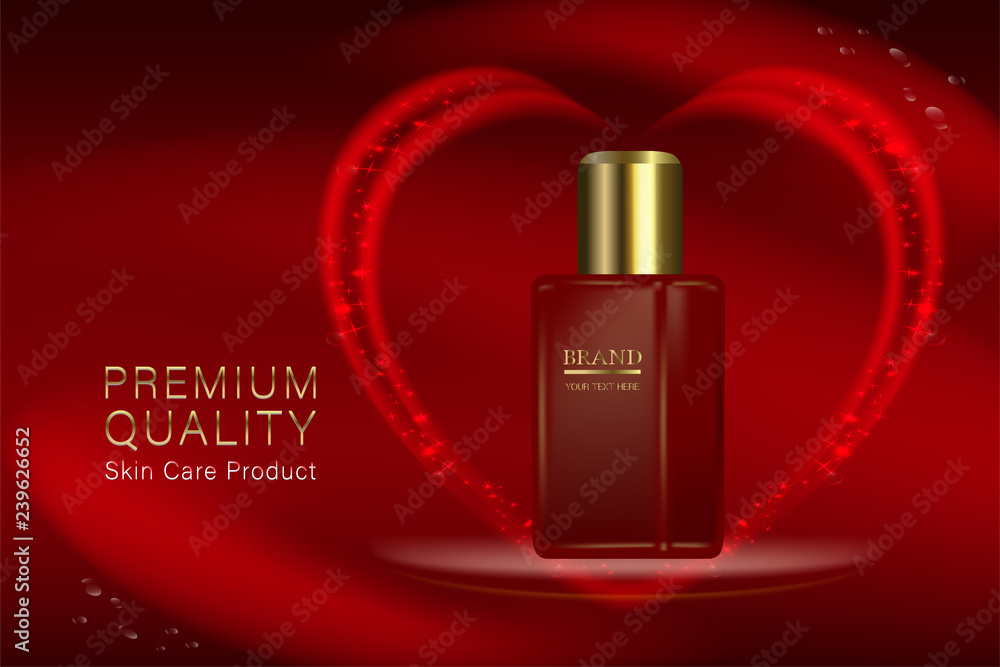 Beauty product, red cosmetic container with advertising background ready to use, valentines concept skin care ad, illustration vector. Beauty product, red cosmetic container with advertising background ready to use, valentines concept skin care ad, illustration vector.