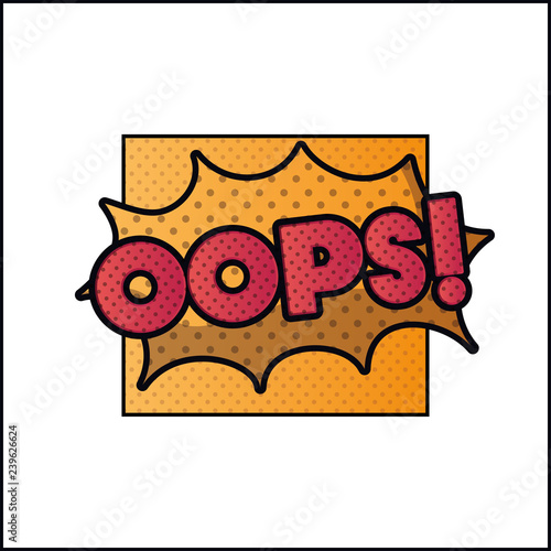 expression bubble with oops pop art style