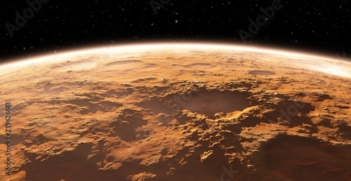 Fototapeta Naklejka Na Ścianę i Meble -  Mars - the red planet. Martian surface and dust in the atmosphere.