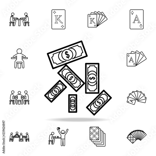 falling money bills icon. Detailed outline set of casino element icons. Premium graphic design. One of the collection icons for websites, web design