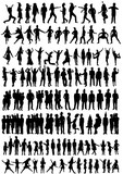 vector isolated, set silhouette people and children holiday