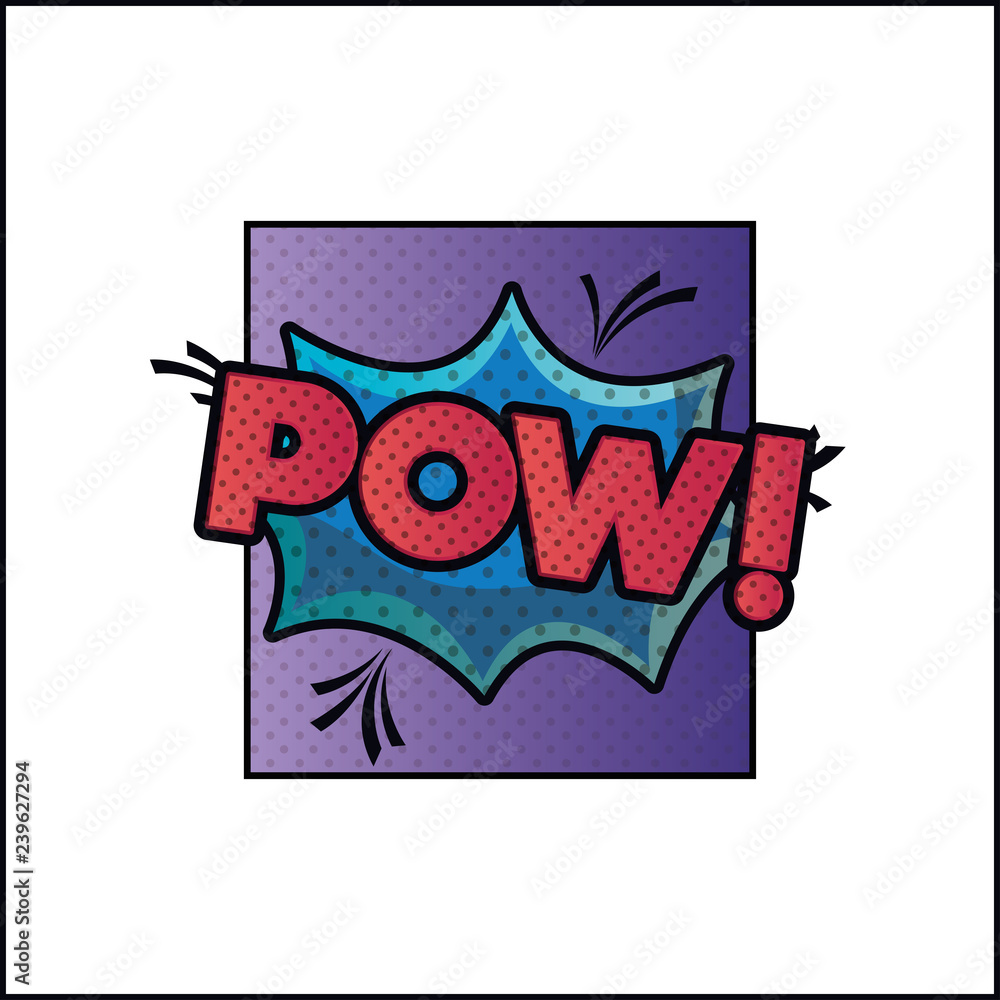 expression bubble with pow pop art style