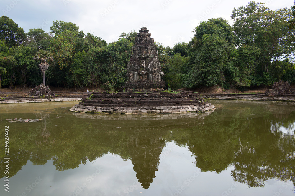 The Temple Tower of Neak Pean, Temple Ruin, Angkor Archaeological Park, Siem Reap Province, Cambodia