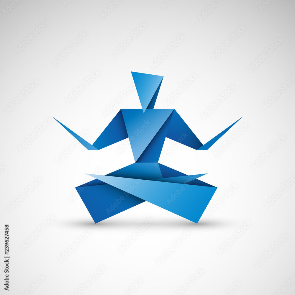 joga origami logo wektor - obrazy, fototapety, plakaty 