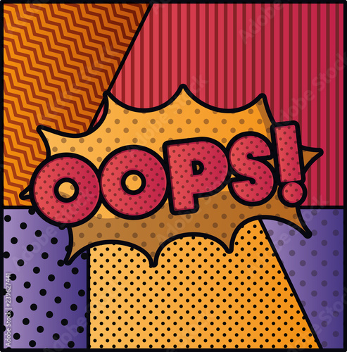 expression bubble with oops pop art style