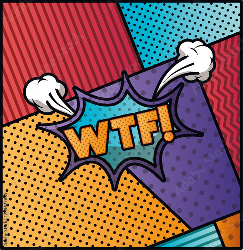 expression bubble with wtf pop art style