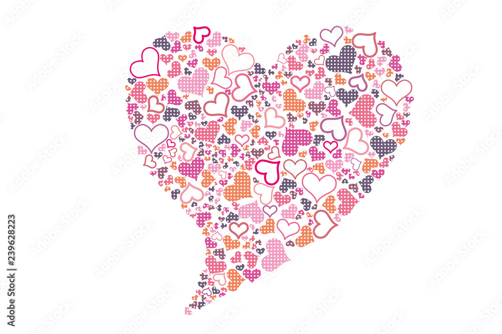 モザイクアートのハートのイラスト 複数のドット絵のハートで作ったハート バレンタインデー Stock Vector Adobe Stock